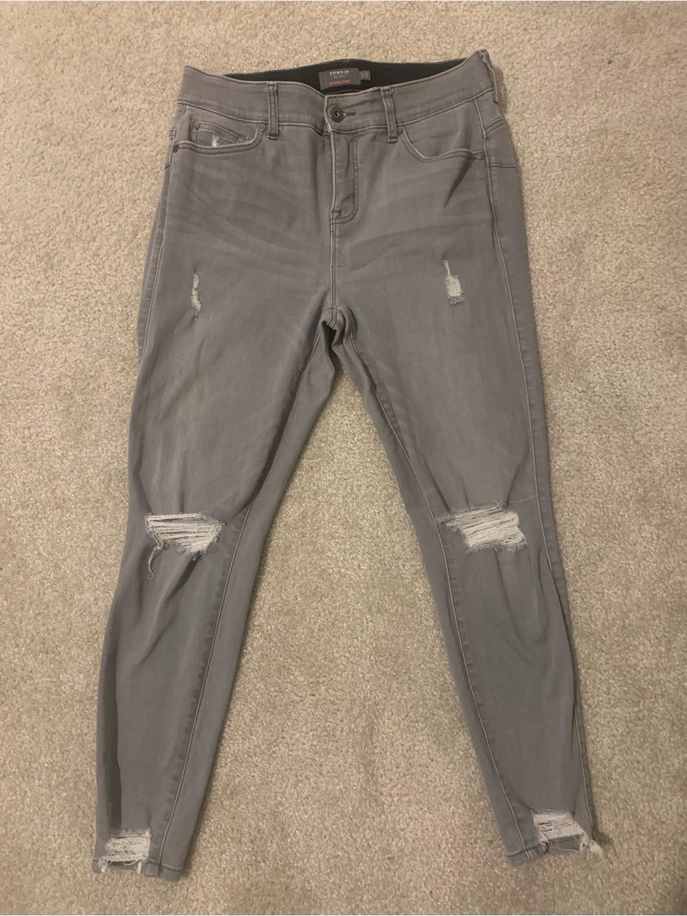 torrid Super Soft Gray Distressed Skinny Jeans